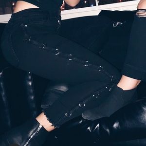 Nasty Gal Redial Black Jeans w/ hoops